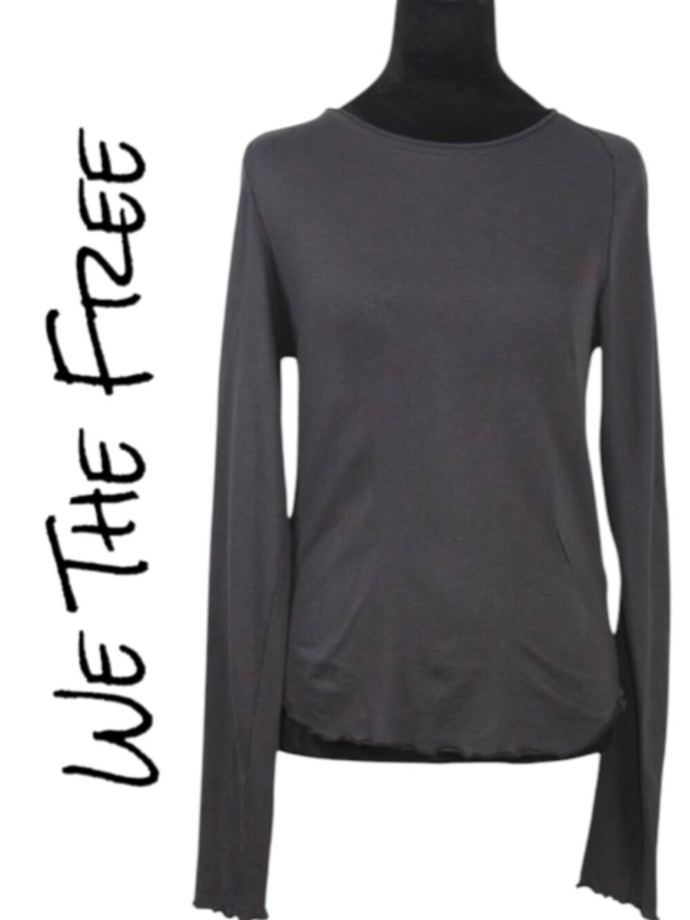 We The Free Long Sleeve Black Crewneck T-Shirt Size Medium